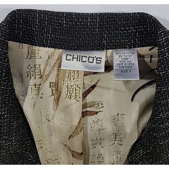 Chico's Blazer Jacket Size 3 Women's Size US XL Tweed Silk Lined 3 Buttons - Picture 3 of 14